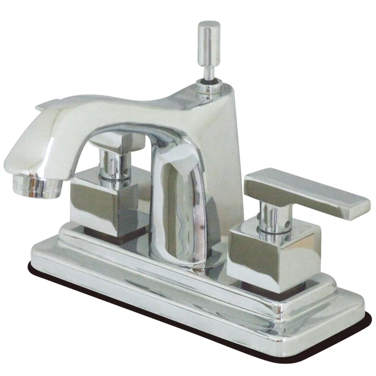Kingston Brass Executive Two-Handle 3-Hole Deck Mount 4" Centerset Bathroom Faucet with Brass Pop-Up