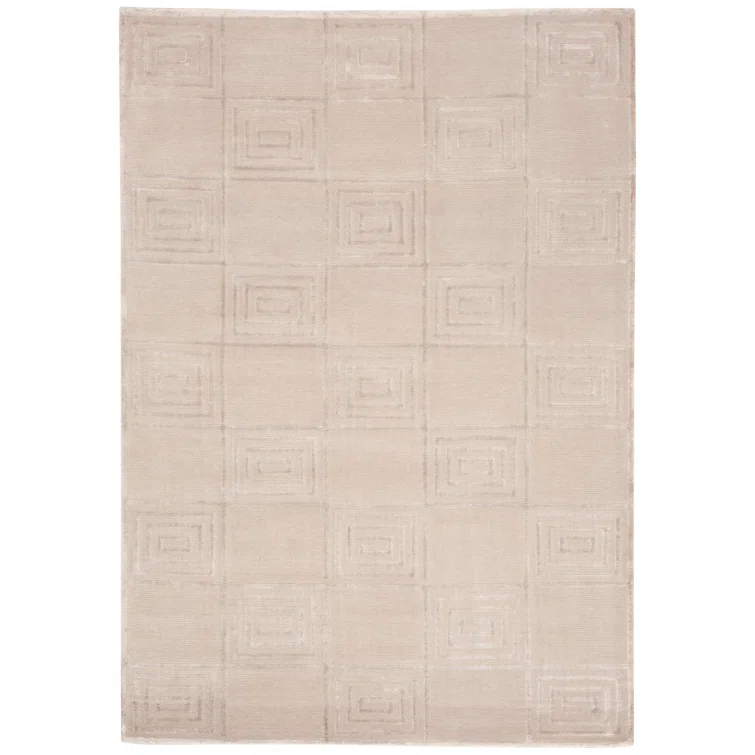 Sterling Hand-Knotted Geometric Wool and Viscose Area Rug