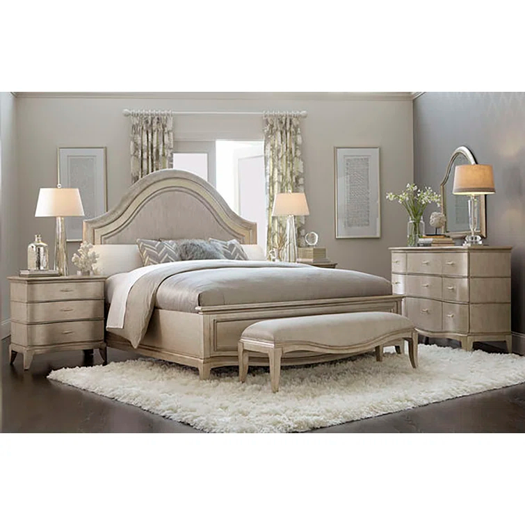 Silver 3-Drawer Contemporary Nightstand with Metallic Finish