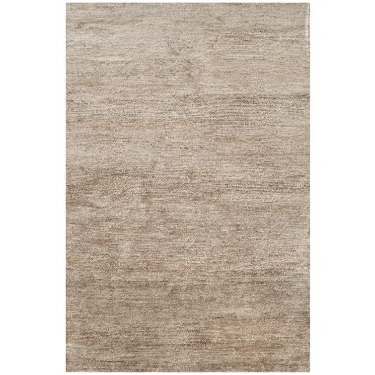 Pale Nutmeg Hand-Knotted 4' x 6' Oriental Viscose-Cotton Rug