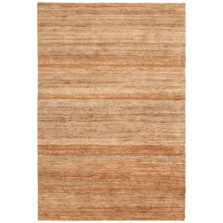 Hand-Knotted Stripe Wool Area Rug in Neutral Tobacco, 4' x 6'