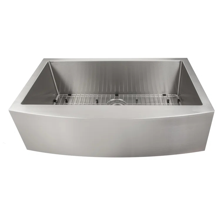 ZLINE 33 in. Vail Farmhouse Apron Mount Single Bowl Stainless Steel Kitchen Sink W/ Bottom Grid (SAS-33)