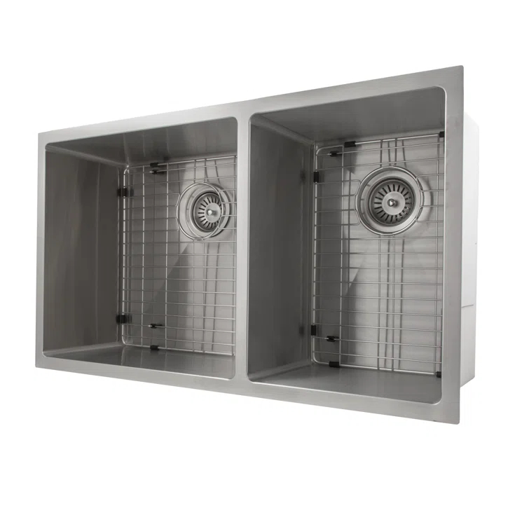 ZLINE SR60D-33 ZLINE 33 in. Chamonix Undermount Double Bowl Stainless Steel Kitchen Sink W/ Bottom Grid (SR60D-33)