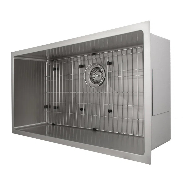 ZLINE SRS-36 ZLINE 36 in. Meribel Undermount Single Bowl Stainless Steel Kitchen Sink W/ Bottom Grid (SRS-36)