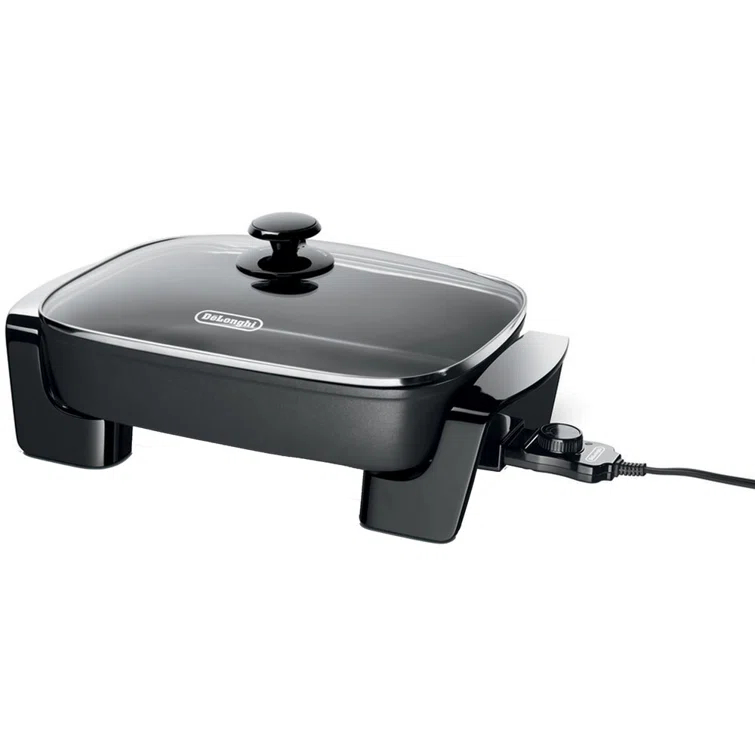 De'Longhi Electric Skillet with Tempered Glass Lid - Large Cooking Surface
