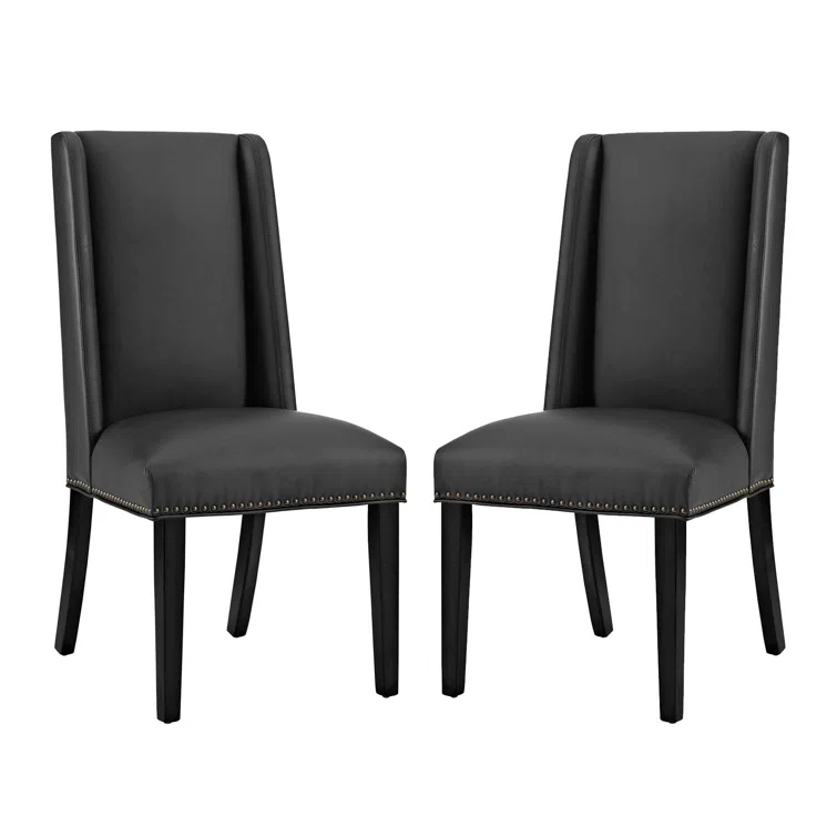 Modway Baron White Vinyl and Wood Frame Dining Chairs