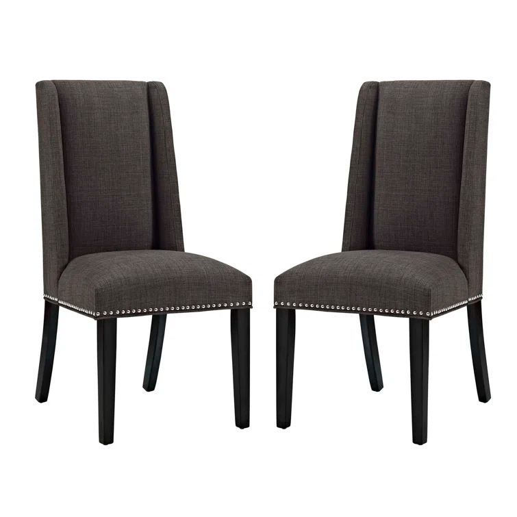 Modway Baron White Vinyl and Wood Frame Dining Chairs
