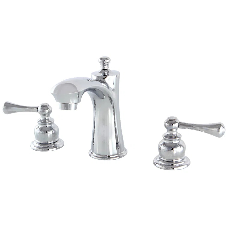 Kingston Brass Vintage Two-Handle 3-Hole Deck Mount Widespread Bathroom Faucet with Retail Pop-Up Drain