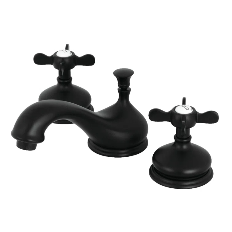 Kingston Brass Essex Two-Handle 3-Hole Deck Mount Widespread Bathroom Faucet with Brass Pop-Up Drain