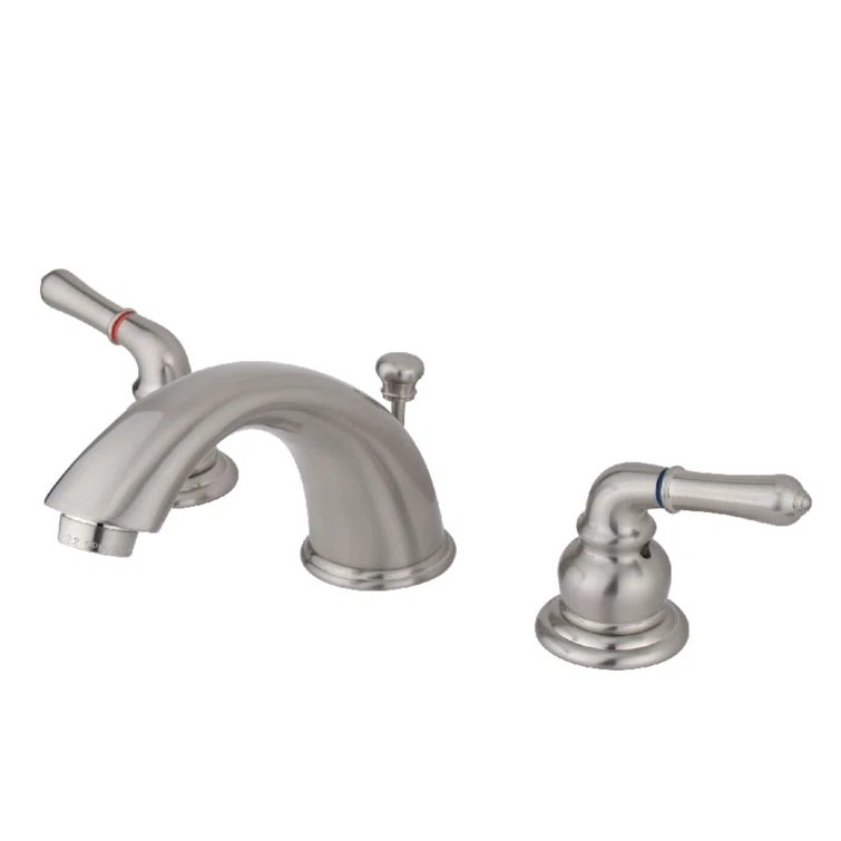 Kingston Brass Magellan Two-Handle 3-Hole Deck Mount Widespread Bathroom Faucet with Brass Pop-Up Drain