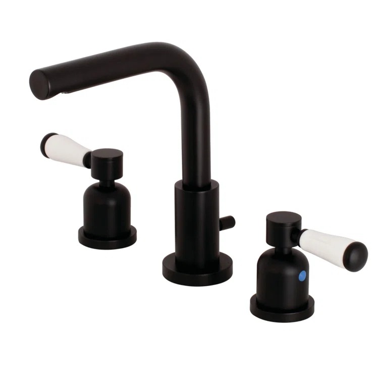 Kingston Brass Paris Two-Handle 3-Hole Deck Mount Widespread Bathroom Faucet with Brass Pop-Up Drain