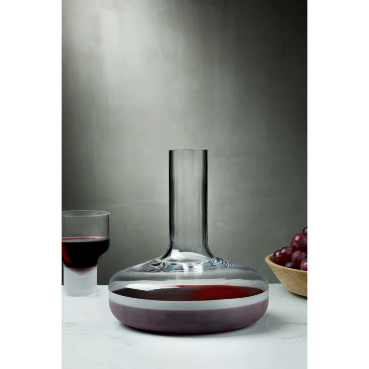 Clear Crystal Glass Wine Carafe with Sandblasted Base