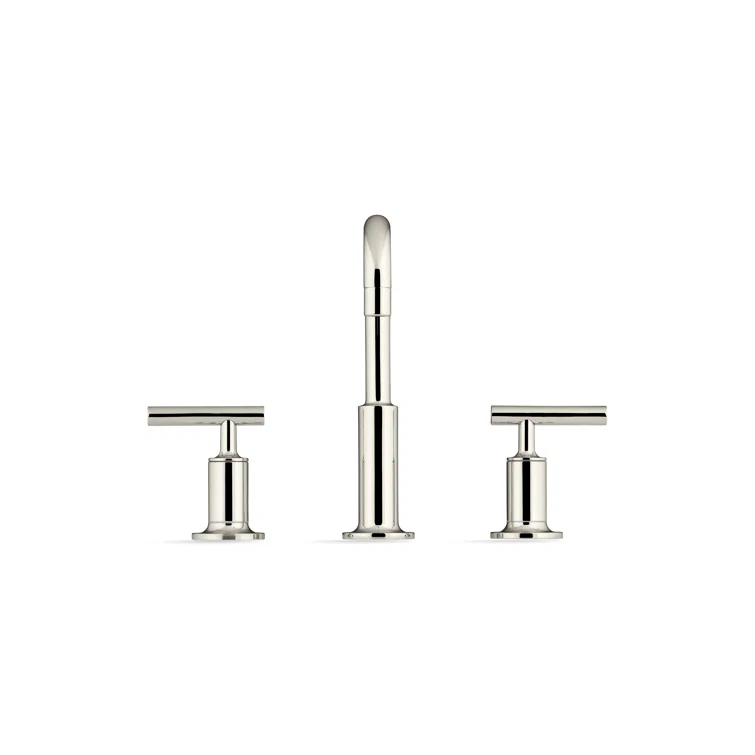 Purist® Widespread Faucet with Drain Assembly Low Lever Handles and Low Gooseneck Spout