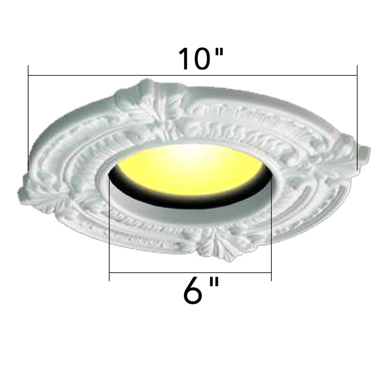 White Ceiling Medallion Urethane Recessed Trim 6" ID X 10" OD
