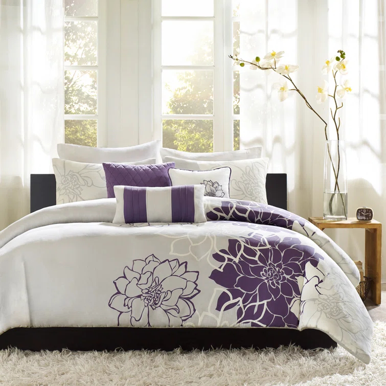 Madison Park Lola 7 Piece Floral Cotton Comforter Set