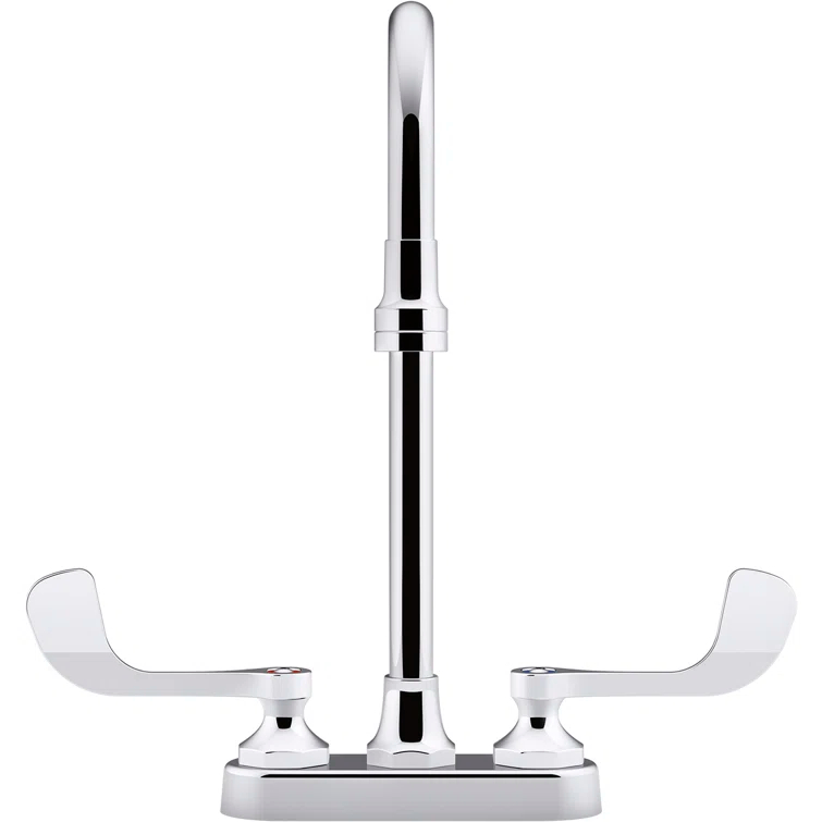 Triton Bowe0.5 GPM Centerset Bathroom Sink Faucet with Laminar Flow, Gooseneck Spout and Wristblade Handles, Drain Not Included