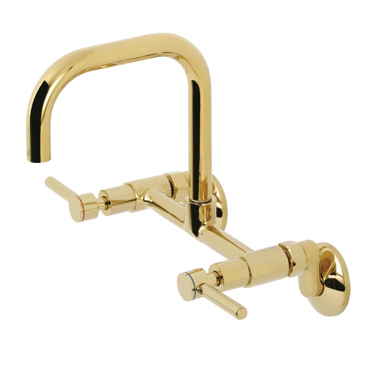 Kingston Brass Concord Double-Handle 2-Hole Wall-Mount Bridge Kitchen Faucet