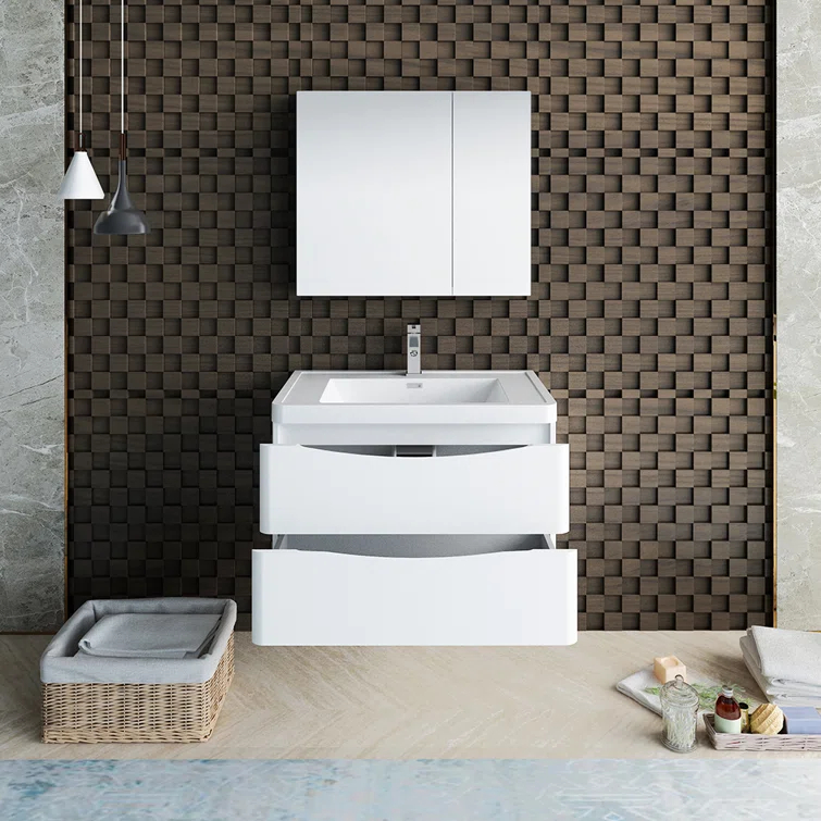 Tuscany 32" Wall Mount Single Sink Bathroom Vanity Set with Medicine Cabinet (Faucet Not Included)