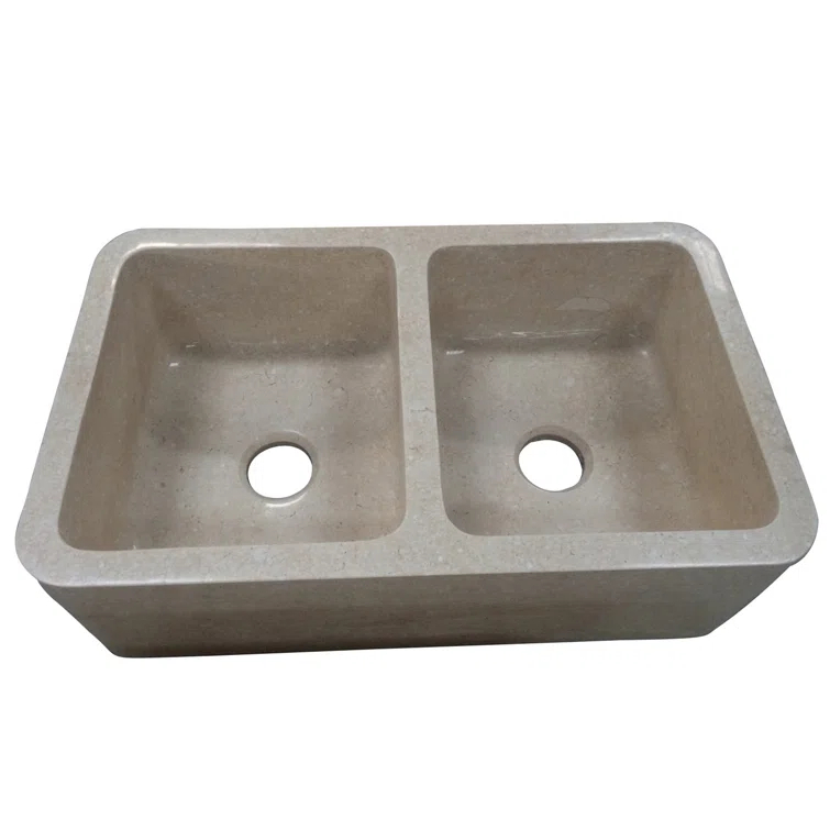 Chicot 33'' L Farmhouse / Apron Double Bowl Engineered Stone Kitchen Sink