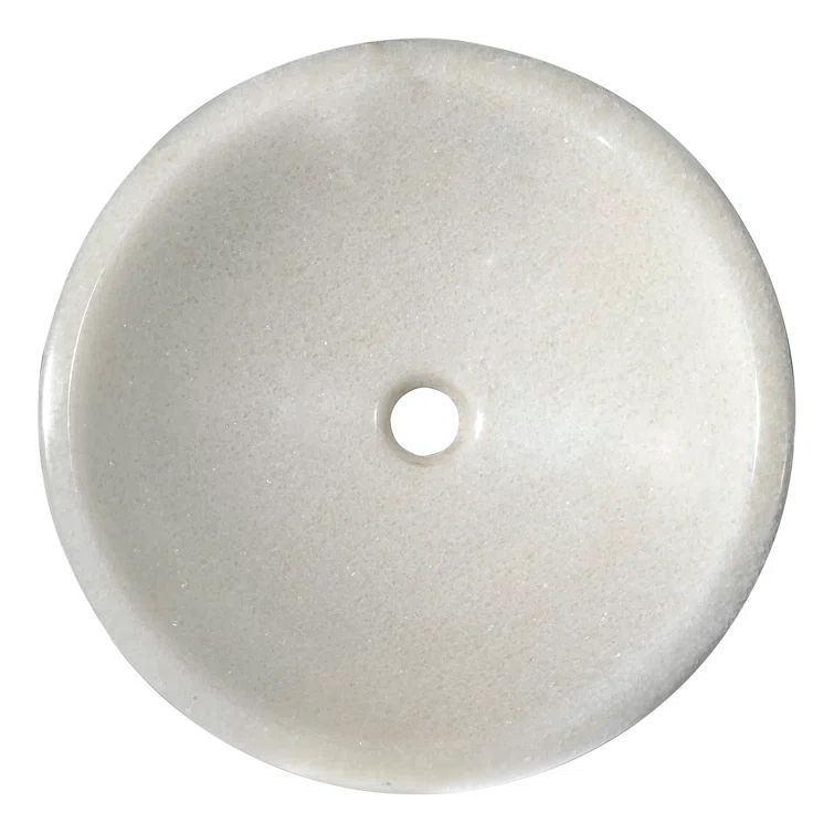 ANZZI Cliffs Of Dover 16.5'' White Marble Stone Circular Bathroom Sink