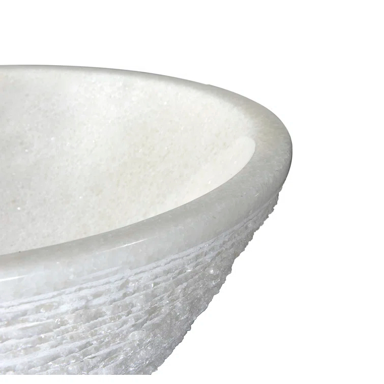 ANZZI Cliffs Of Dover 16.5'' White Marble Stone Circular Bathroom Sink