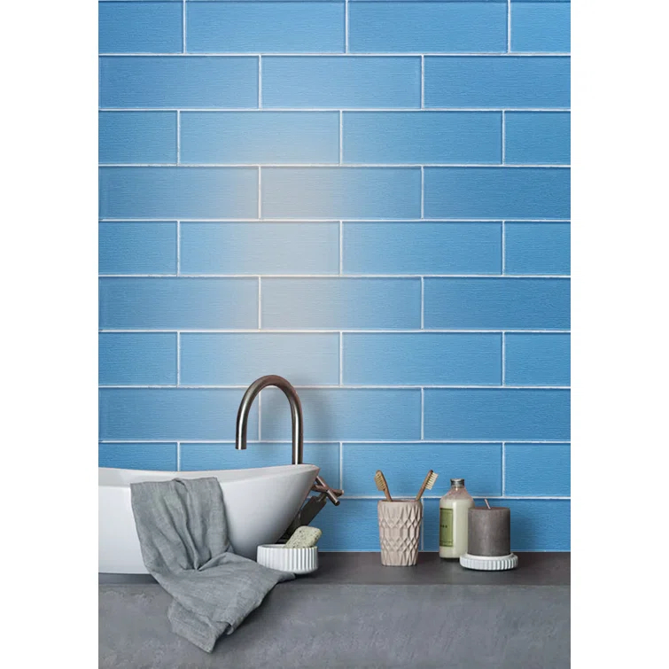 Premium Textured 4" x 12" Straight Edge Glass Subway Tile