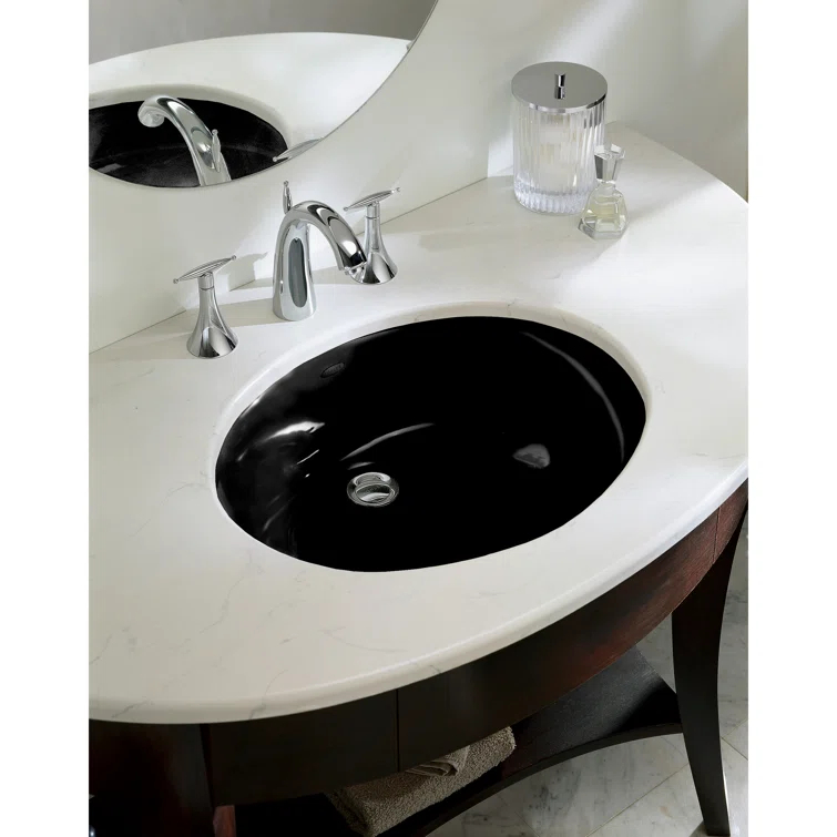 Caxton® Vitreous China Oval Undermount Bathroom Sink with Overflow