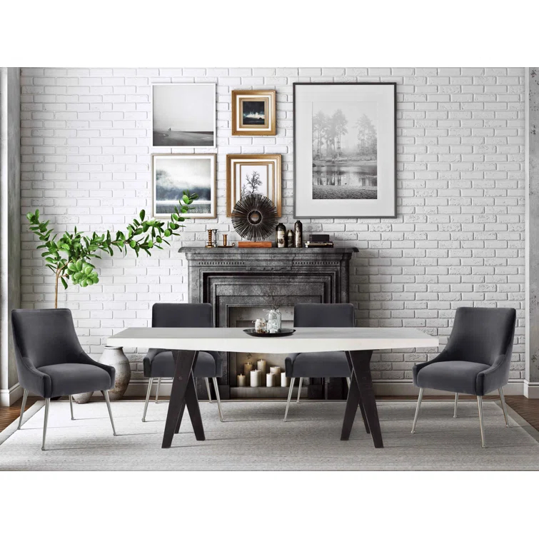 Beatrix 19'' H Velvet Upholstered Metal Parsons Chair