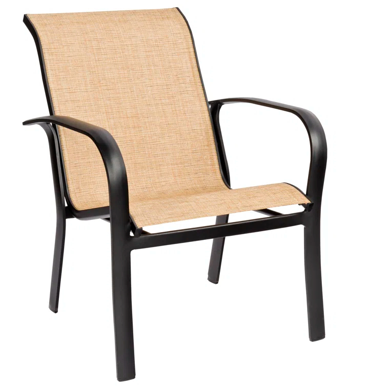 Pewter and Black Aluminum Outdoor Dining Chair