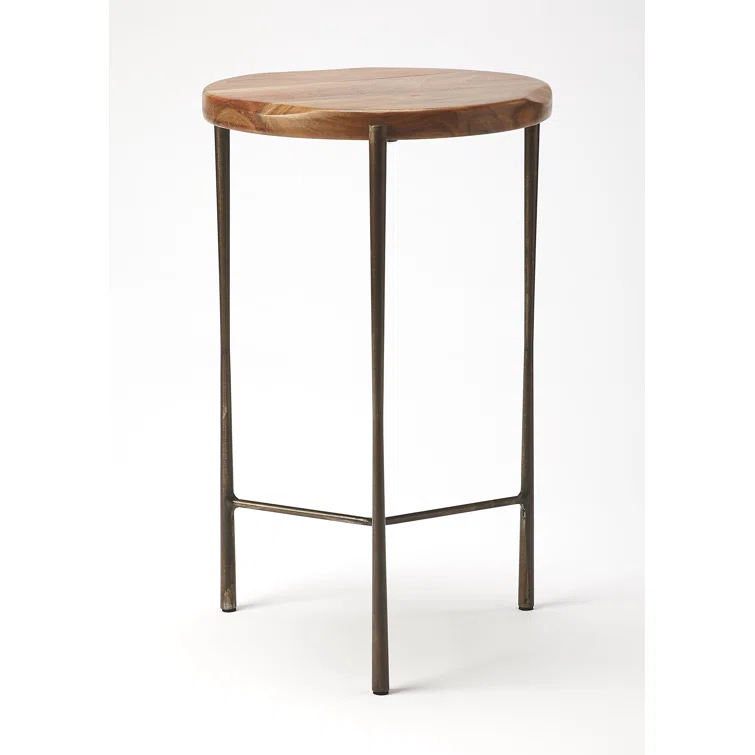 Round 12" Brisbane Wood & Metal End Table