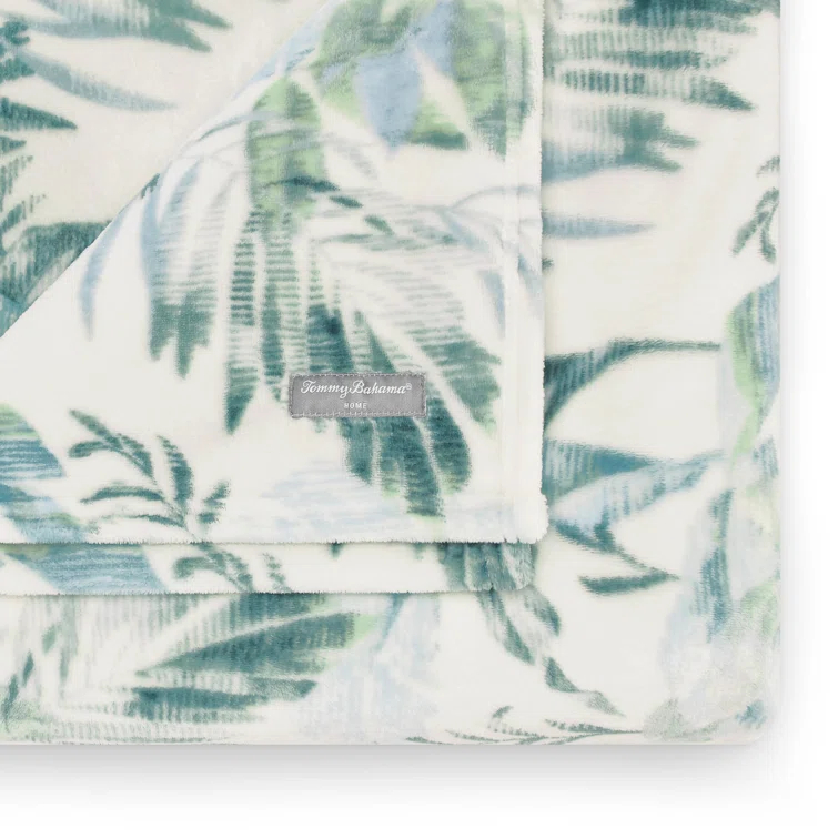 Tommy Bahama Home Wallpaper Leaves Plain Weave / Muslin Throw Blanket