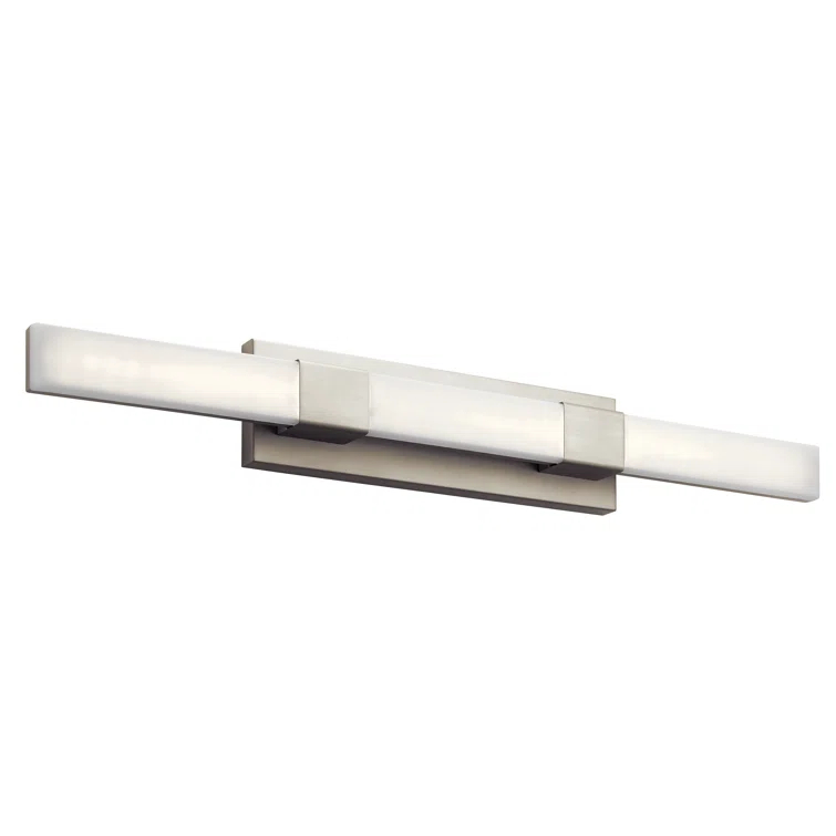 Sleek Satin Nickel LED Vanity Light with White Polycarbonate Shade