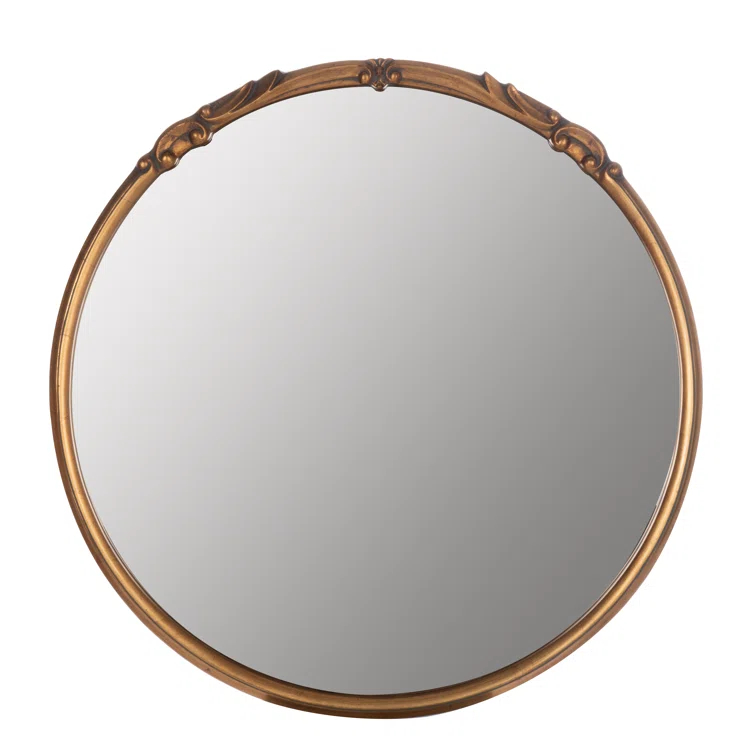 Elegant Franco 34" Round Silver and Gold Wall Mirror