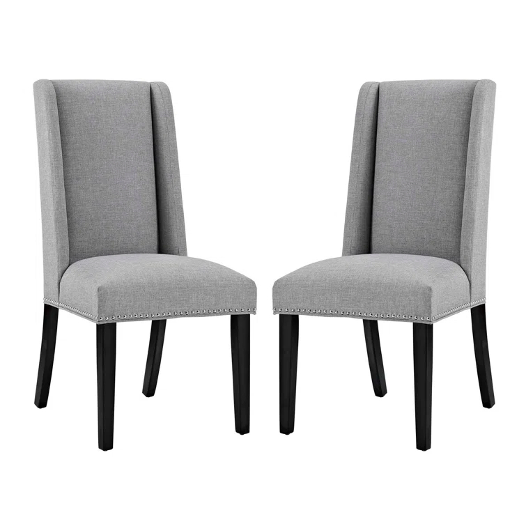 Modway Baron White Vinyl and Wood Frame Dining Chairs