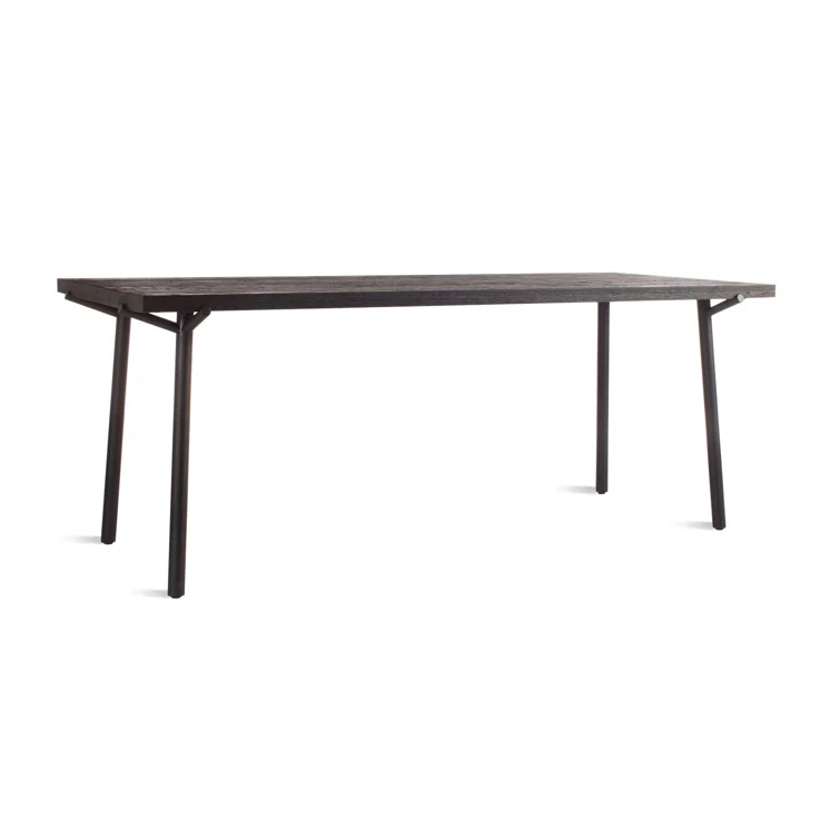 Branch Oak Solid Wood Top Metal Base Dining Table