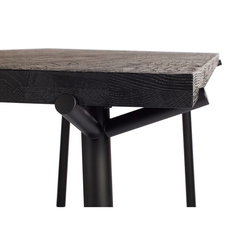 Branch Oak Solid Wood Top Metal Base Dining Table