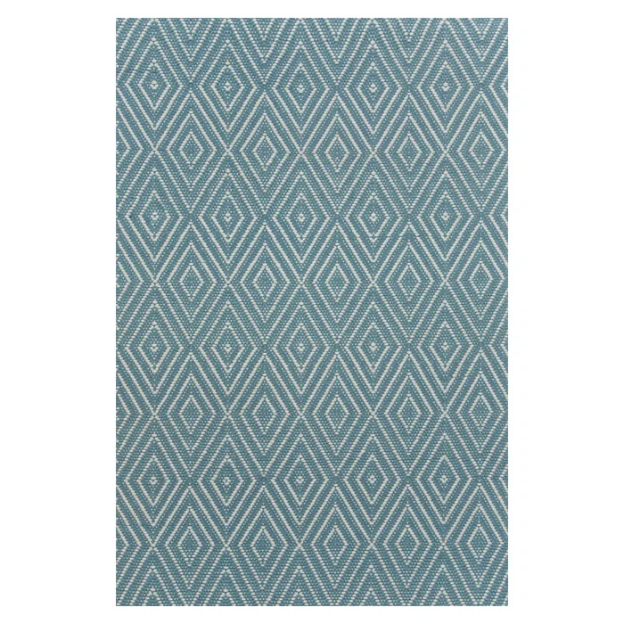Diamond Slate/Light Blue Handwoven Indoor/Outdoor Rug