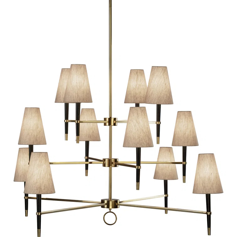Ventana 12 - Light Fabric Tiered Chandelier