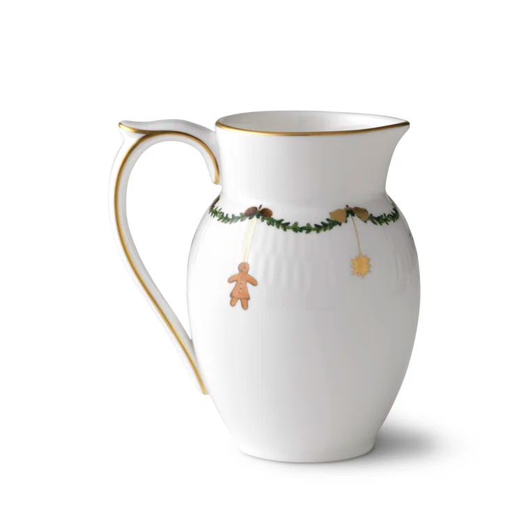Star Fluted Christmas Cream-Colored Bone China Creamer