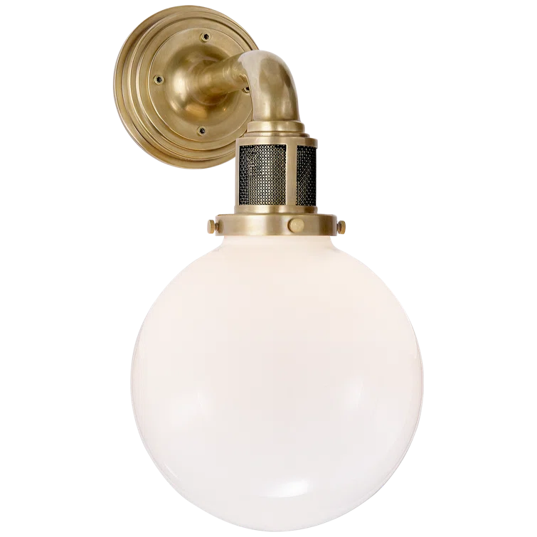 McCarren Beveled Bronze and Gold Sconce with White Glass Globe