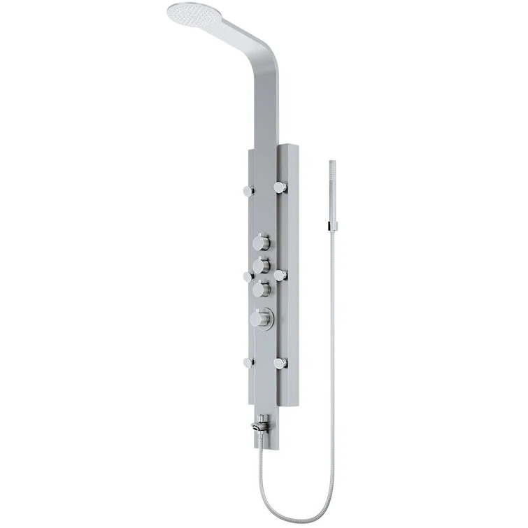 Mateo 60" H X 7" W 6-Jet Shower System & Tub Filler with Hand Shower Wand and Rainfall Shower Head
