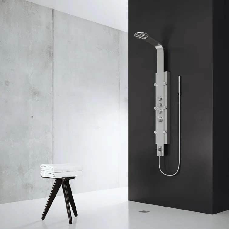 Mateo 60" H X 7" W 6-Jet Shower System & Tub Filler with Hand Shower Wand and Rainfall Shower Head