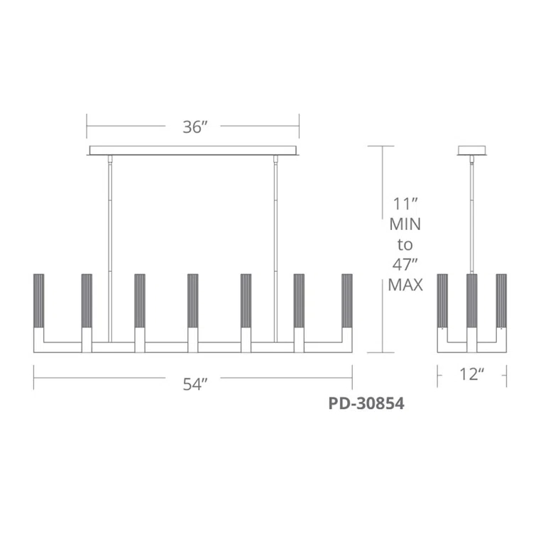 12 - Light Dimmable Square / Rectangle Chandelier