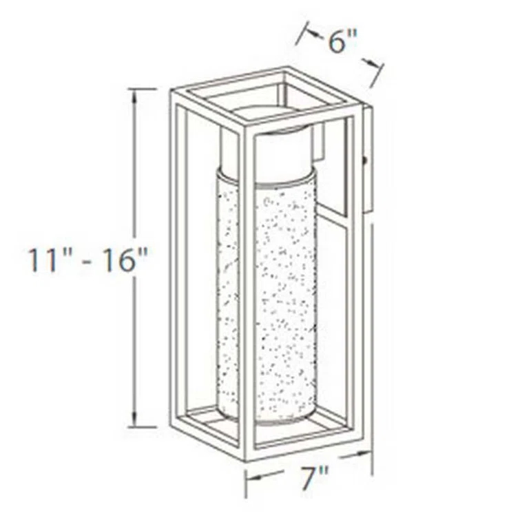Sleek Black 16'' LED Outdoor Wall Light with Clear Seeded Crystal