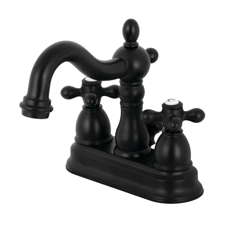 Kingston Brass Heritage Two-Handle 3-Hole Deck Mount 4" Centerset Bathroom Faucet with Plastic Pop-Up