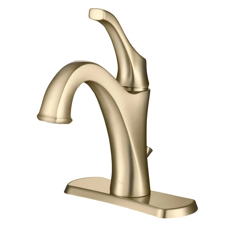 Kraus Arlo Single Hole 1-Handle WaterSense Bathroom Sink Faucet with Drain and Deck Plate