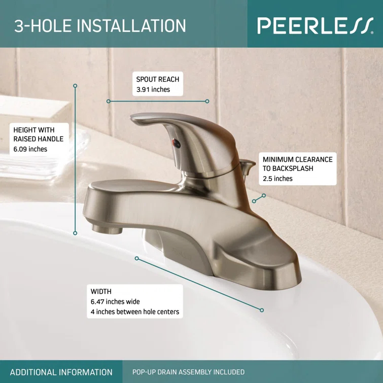 Core Centerset Bathroom Faucet with Drain Assembly, 2-handle Bathroom Sink Faucet