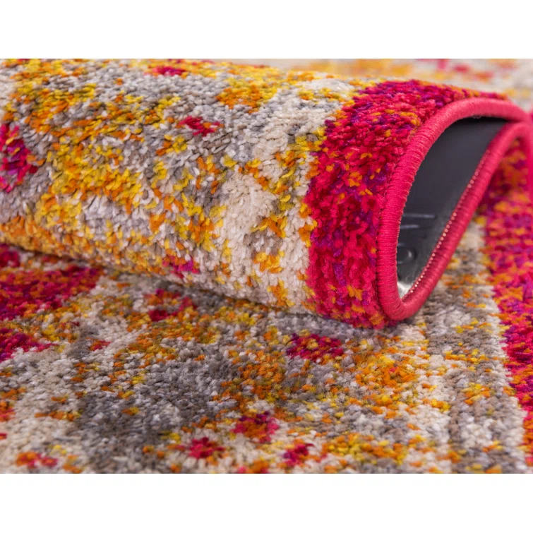 Kalf Floral Rust Red Area Rug