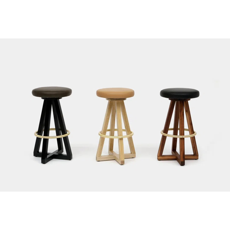 X3 Swivel Upholstered Counter Stool with Solid Wood Frame