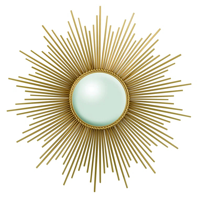 Sunburst Mirror w/Security HDWE-Gold